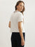 Elle Women Off White Solid Peter Pan Collar Short Sleeves T-Shirt