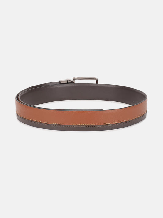 Iconic Men Brown Textured Tang Buckle Belt