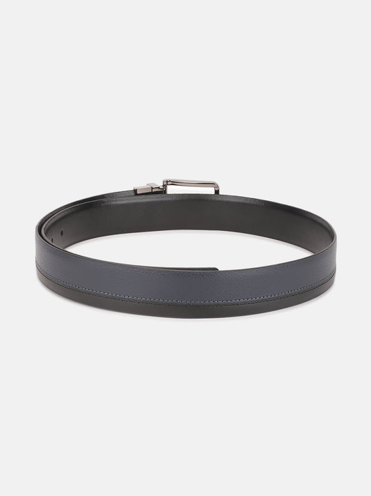 Iconic Men Blue Textured Tang Buckle Belt