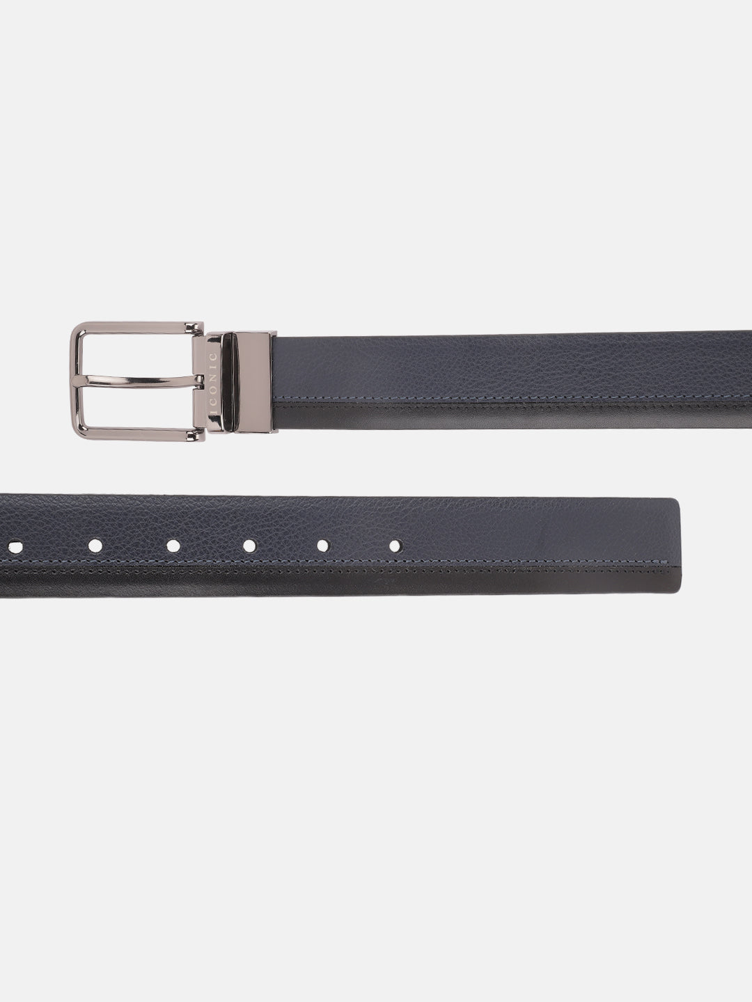 Iconic Men Blue Textured Tang Buckle Belt