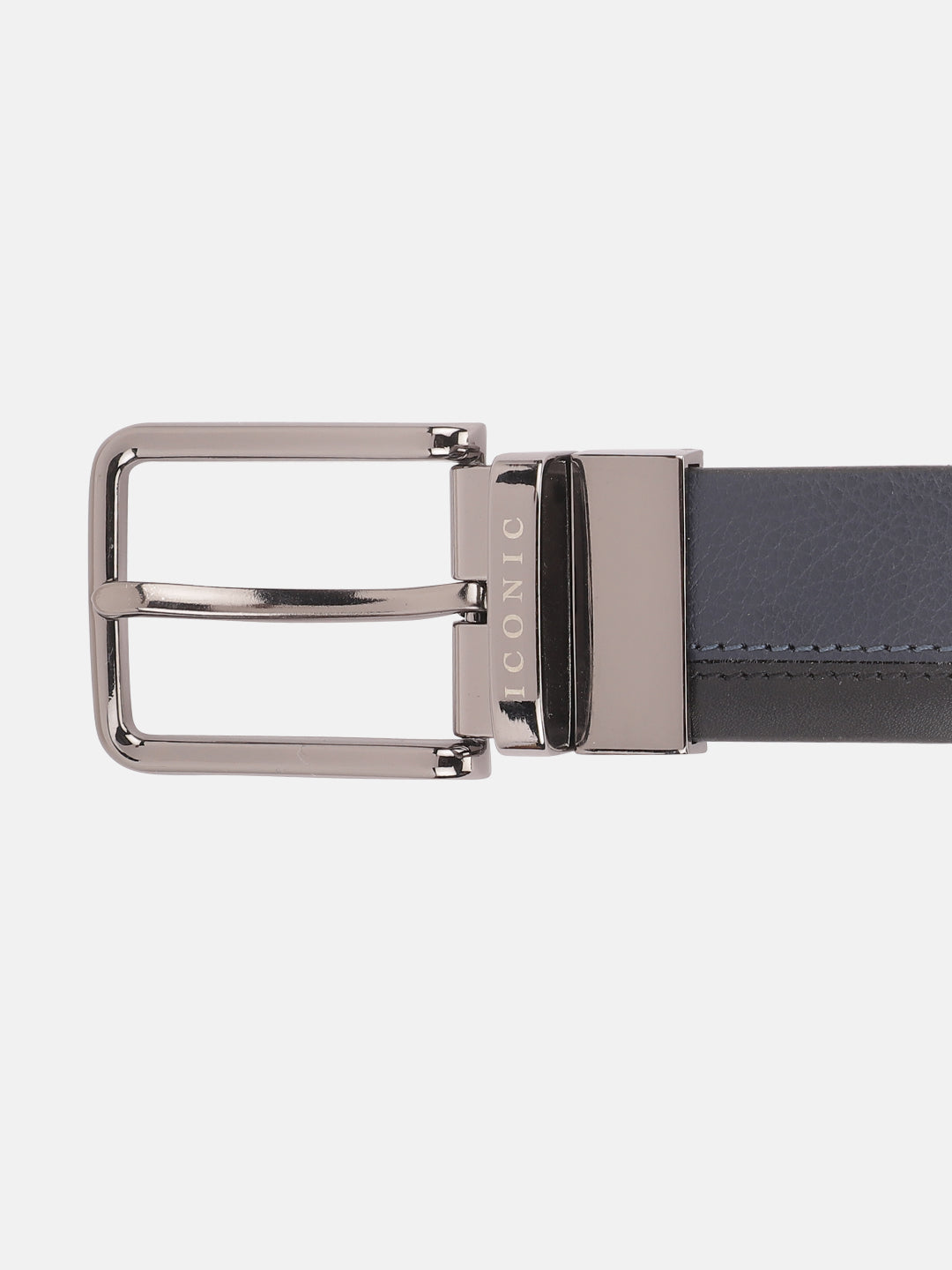 Iconic Men Blue Textured Tang Buckle Belt