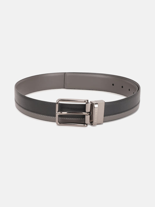 Iconic Men Black Color-Blocked Belt With Tang Buckle