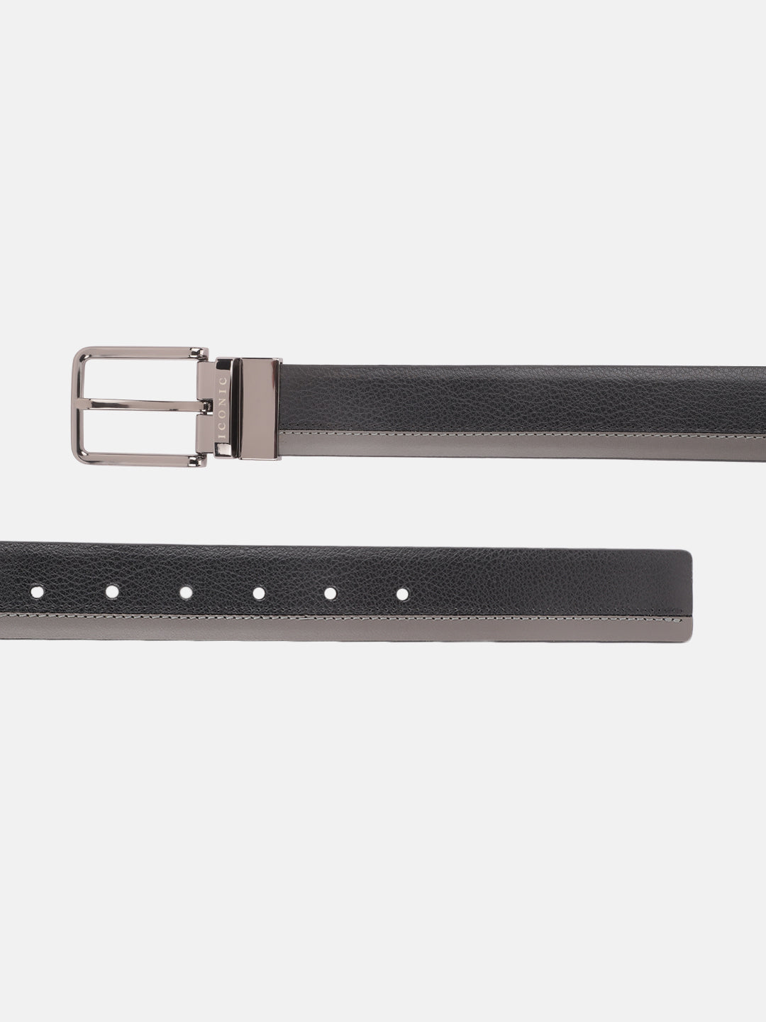 Iconic Men Black Color-Blocked Belt With Tang Buckle