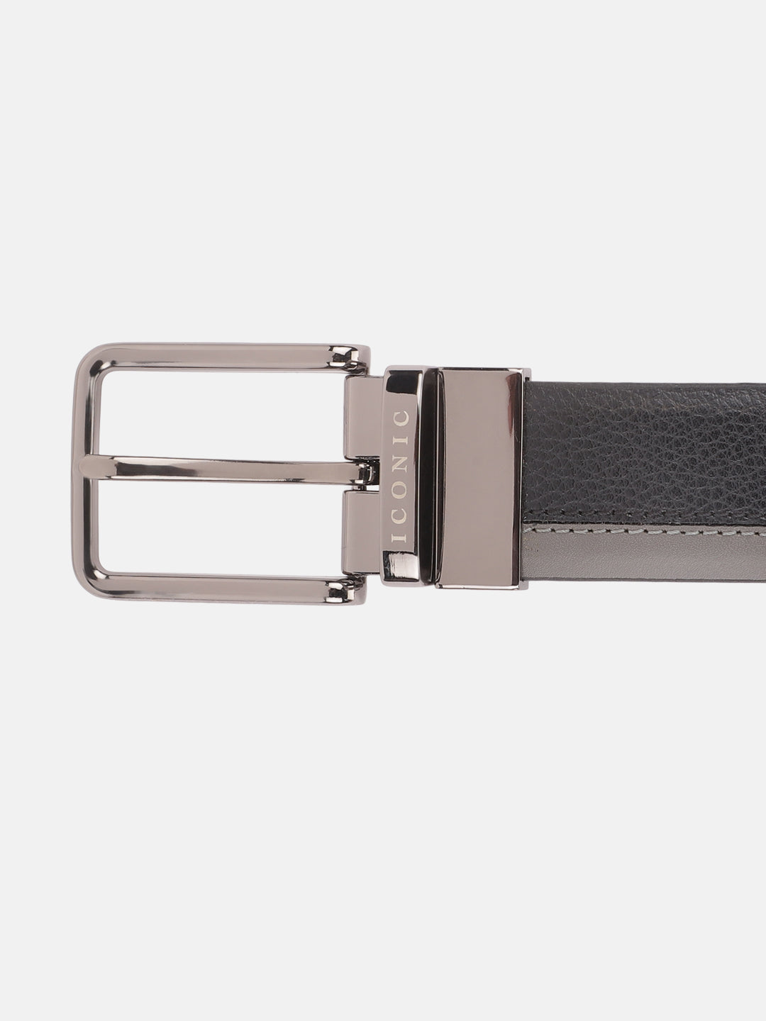 Iconic Men Black Color-Blocked Belt With Tang Buckle