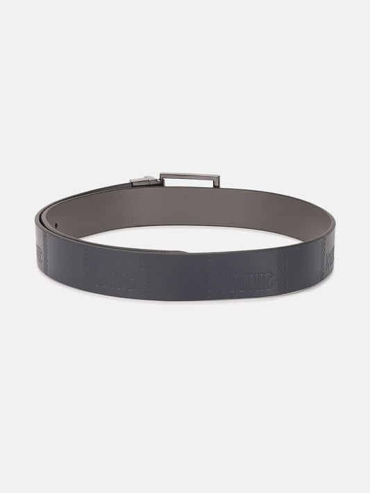 Iconic Men Blue Textured Tang Buckle Belt