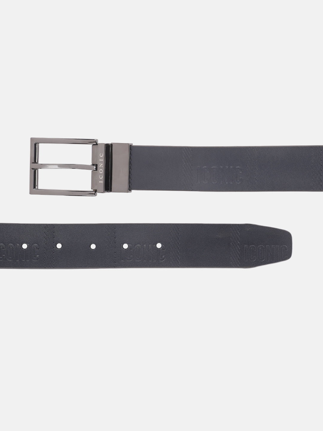 Iconic Men Blue Textured Tang Buckle Belt