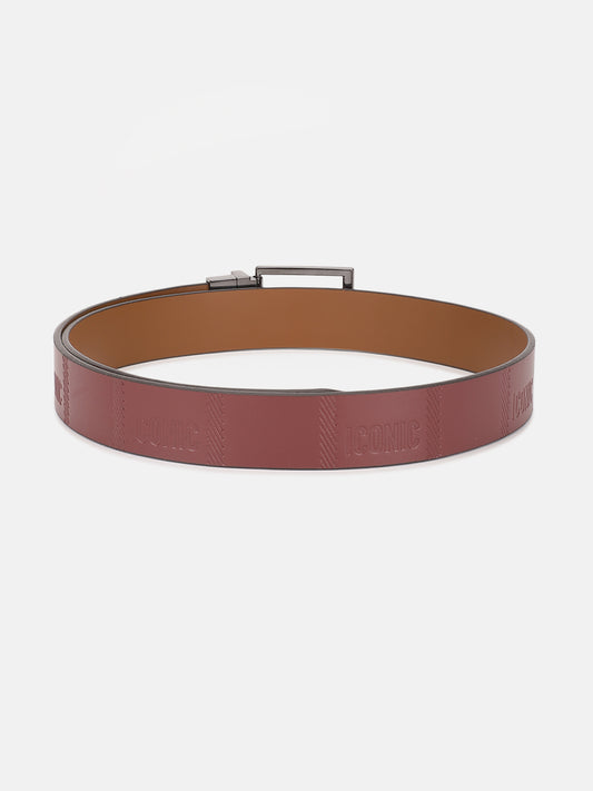 Iconic Men Red Textured Belt With Tang Buckle