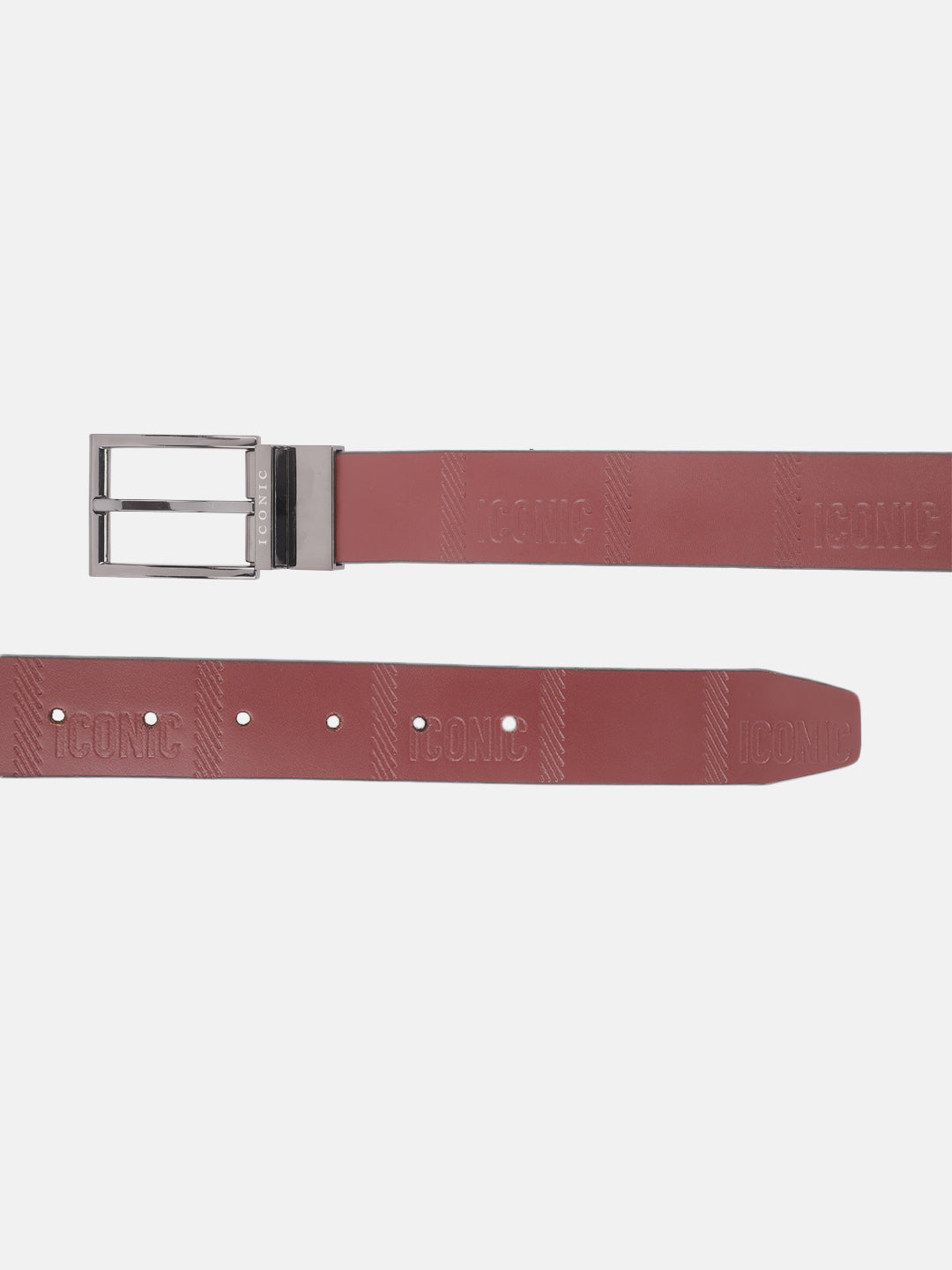 Iconic Men Red Textured Belt With Tang Buckle