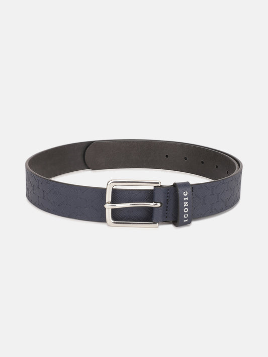 Iconic Men Blue Textured Belt With Tang Buckle