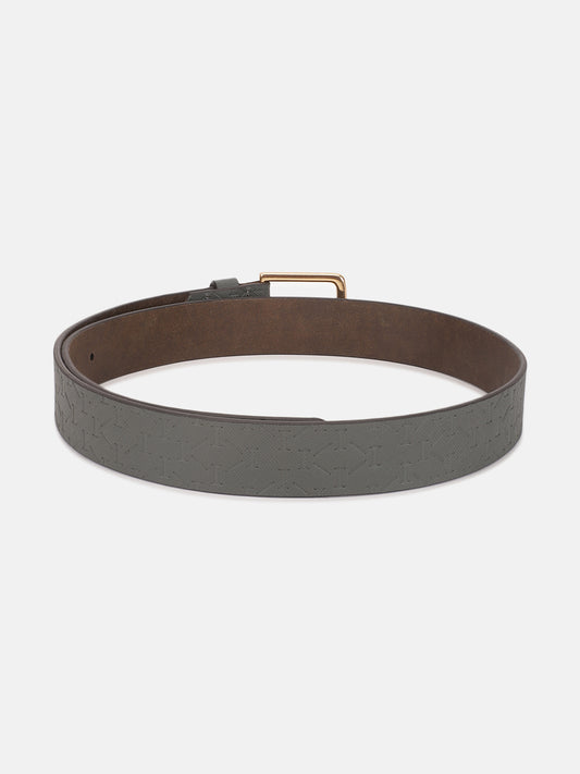 Iconic Men Green Textured Tang Buckle Belt