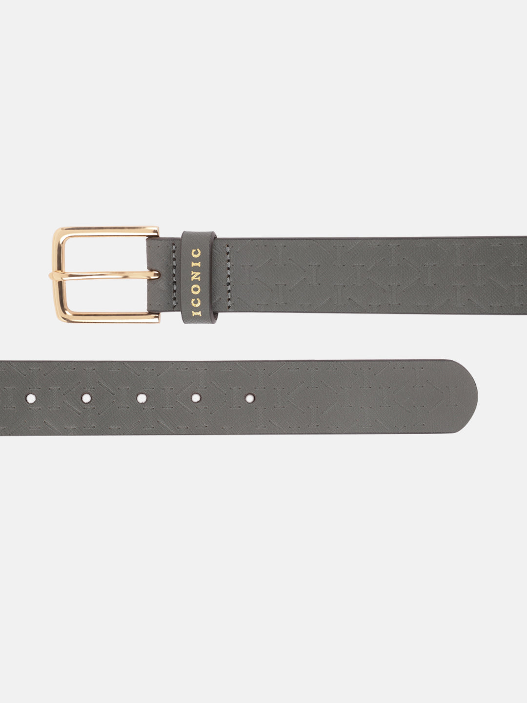 Iconic Men Green Textured Tang Buckle Belt