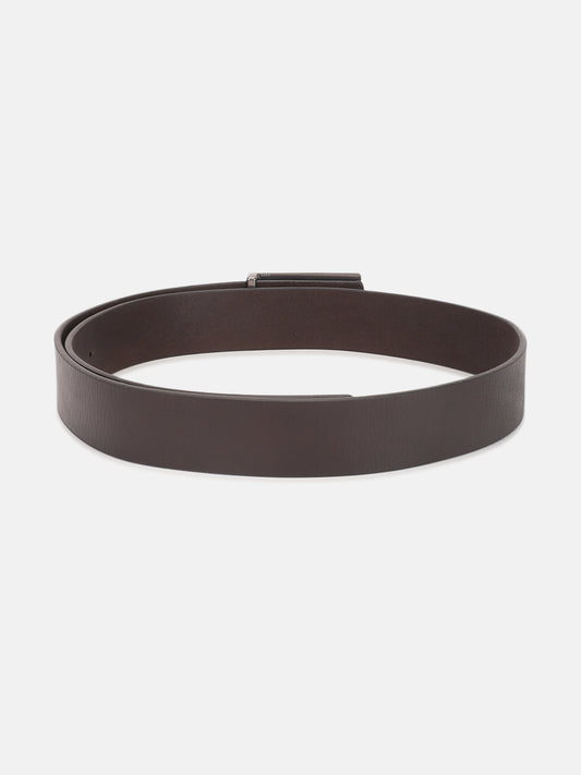 Iconic Men Brown Solid Push Pin Buckle Belt