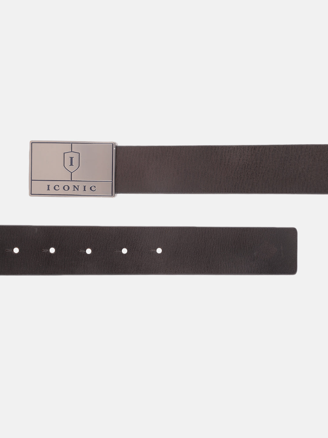 Iconic Men Brown Solid Push Pin Buckle Belt