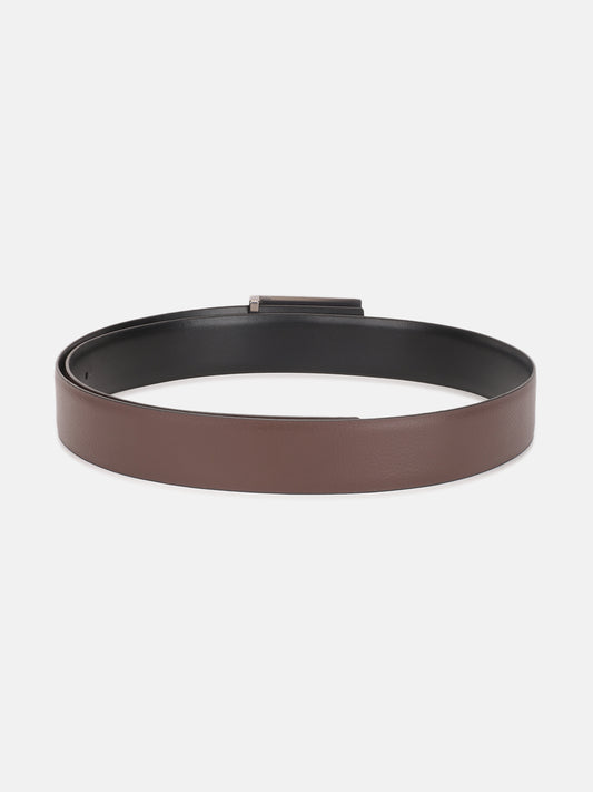 Iconic Men Brown Solid Belt With Push Pin Buckle