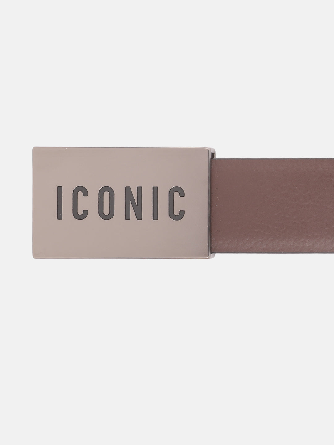 Iconic Men Brown Solid Belt With Push Pin Buckle