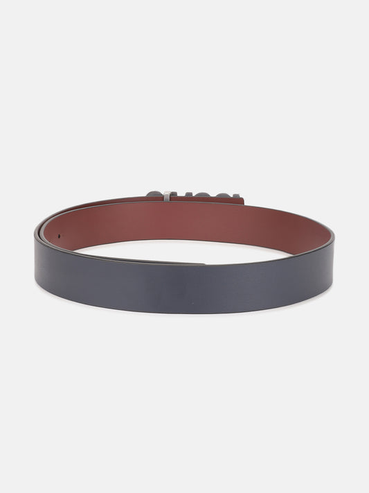 Iconic Men Blue Solid Belt With Push Pin Buckle