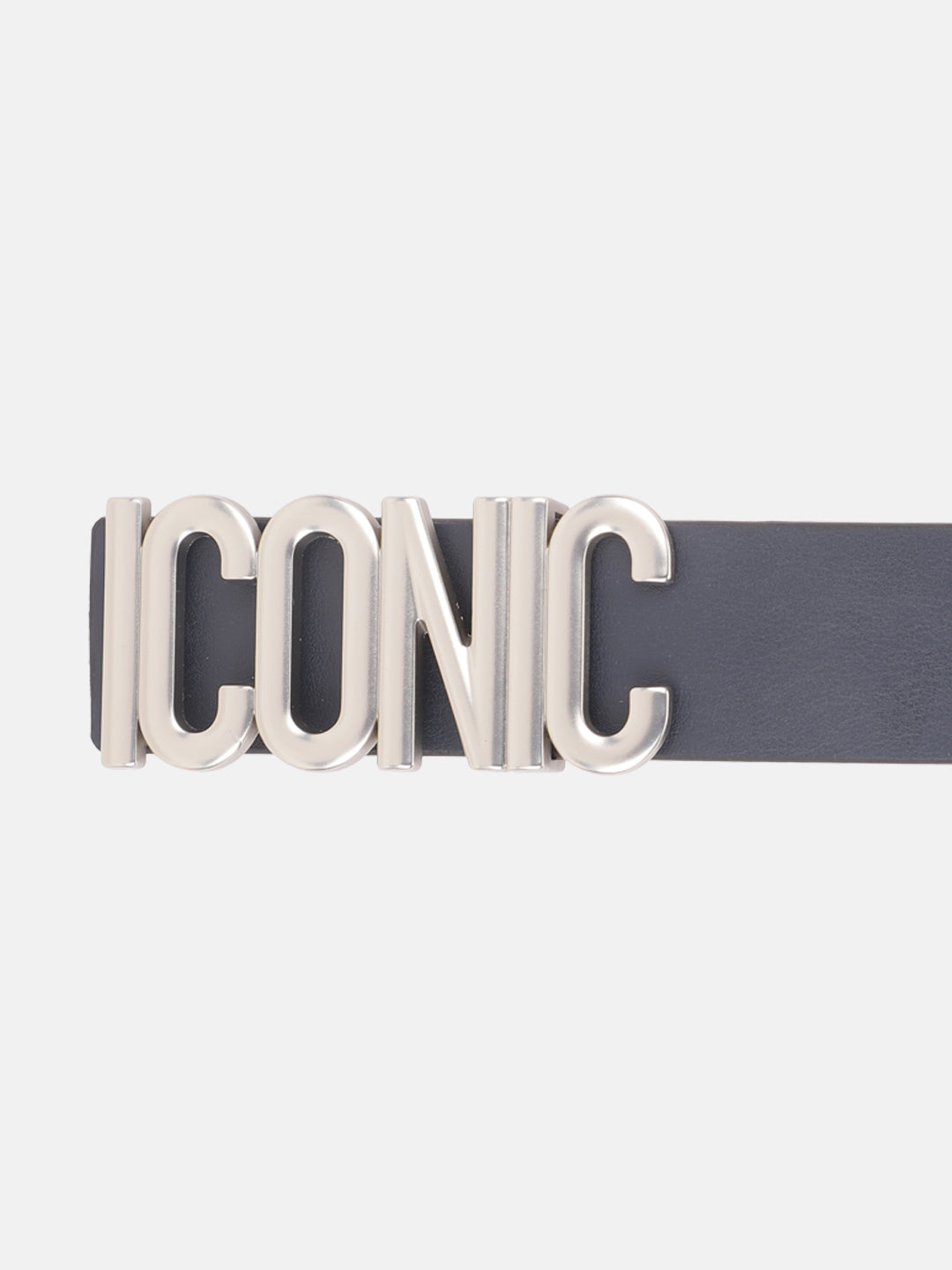 Iconic Men Blue Solid Belt With Push Pin Buckle