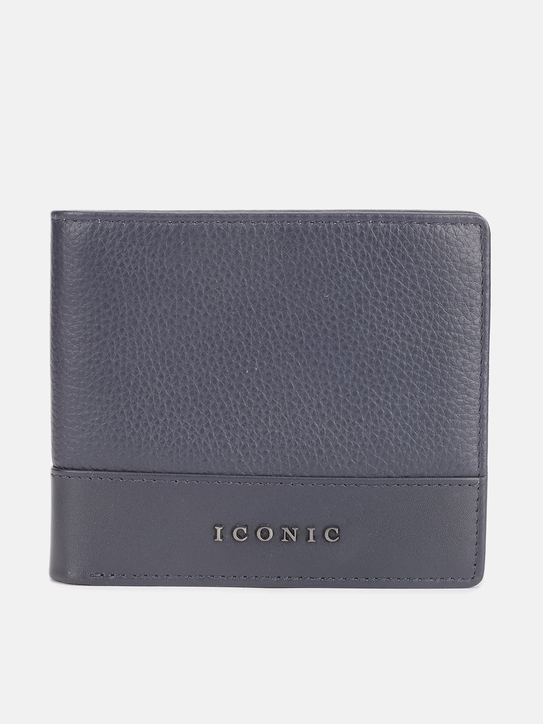 Iconic Men Blue Textured Bi-Fold Wallet