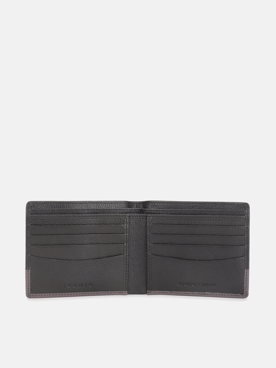 Iconic Men Black Textured Bi-Fold Wallet