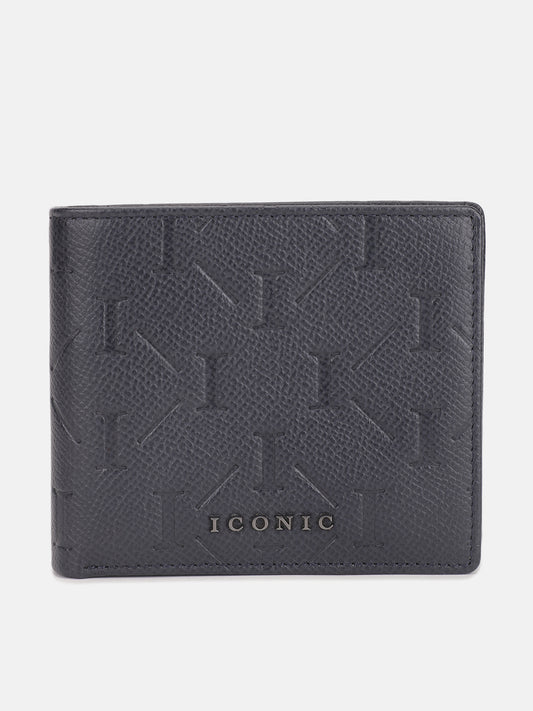 Iconic Men Blue Textured Bi-Fold Wallet