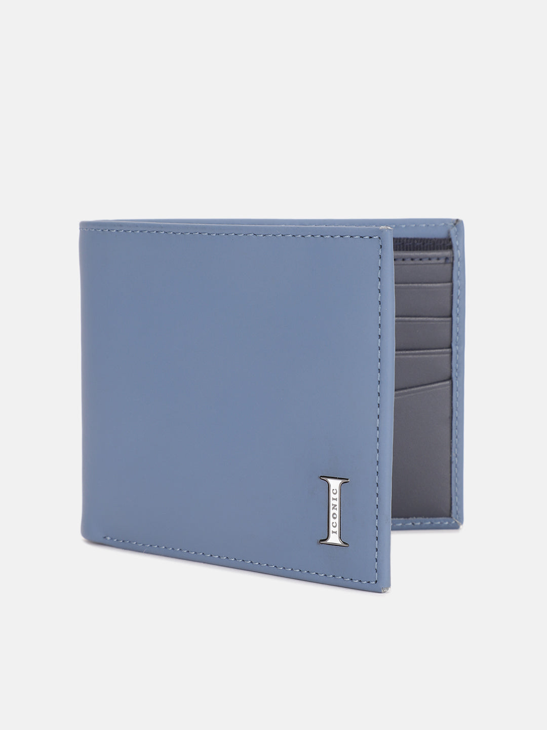 Iconic Men Blue Solid Bi-Fold Wallet