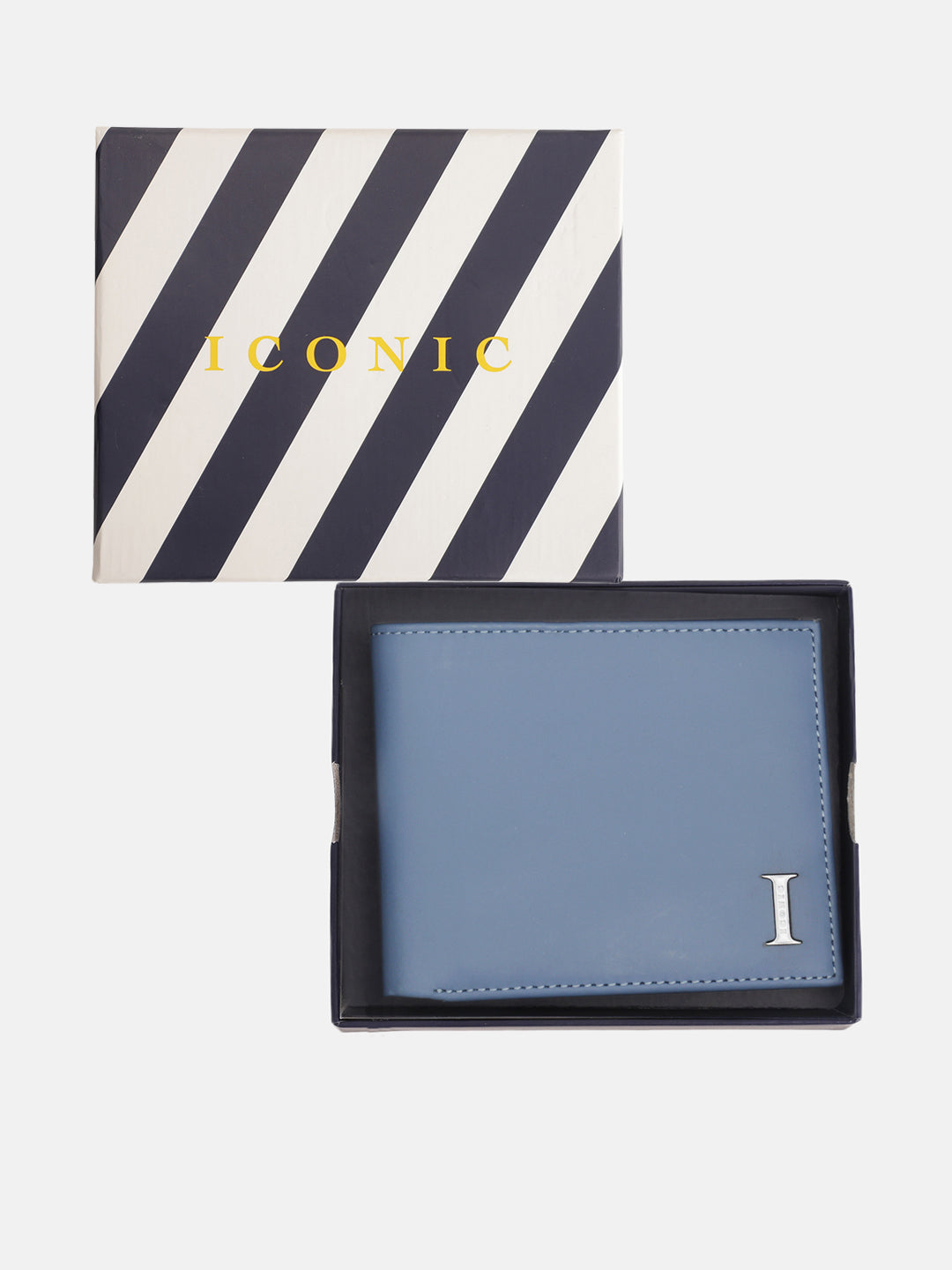 Iconic Men Blue Solid Bi-Fold Wallet