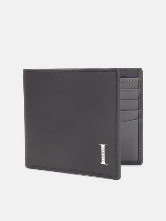 Iconic Men Black Solid Bi-Fold Wallet