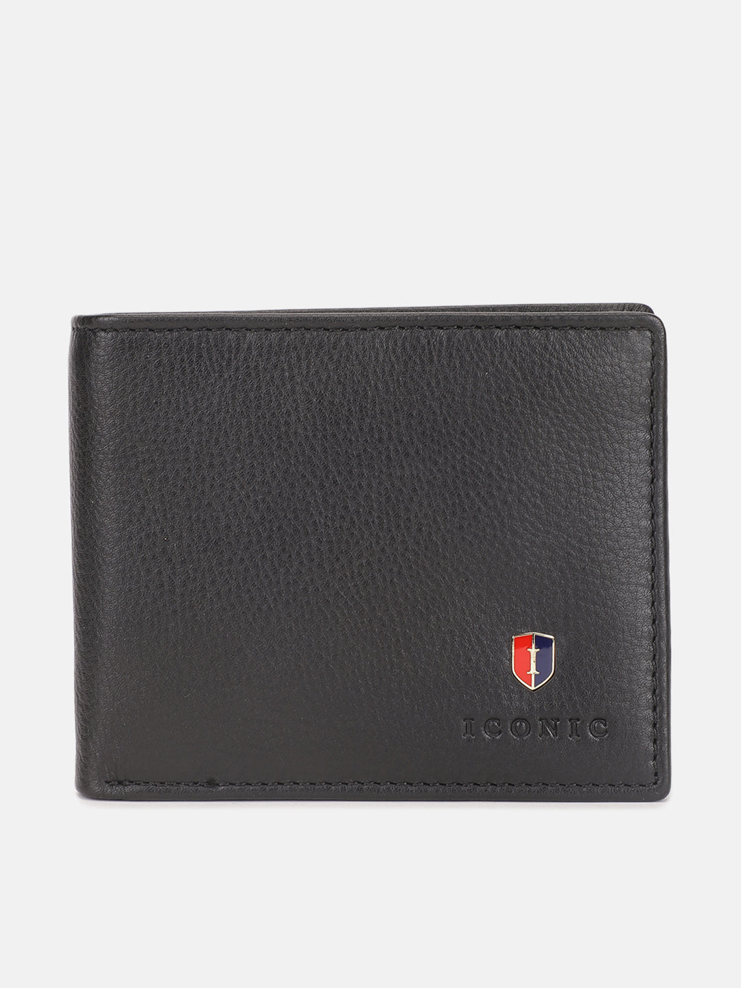 Iconic Men Black Solid Bi-Fold Wallet