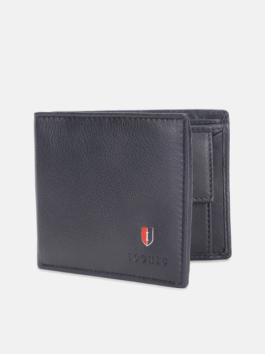 Iconic Men Blue Solid Bi-Fold Wallet