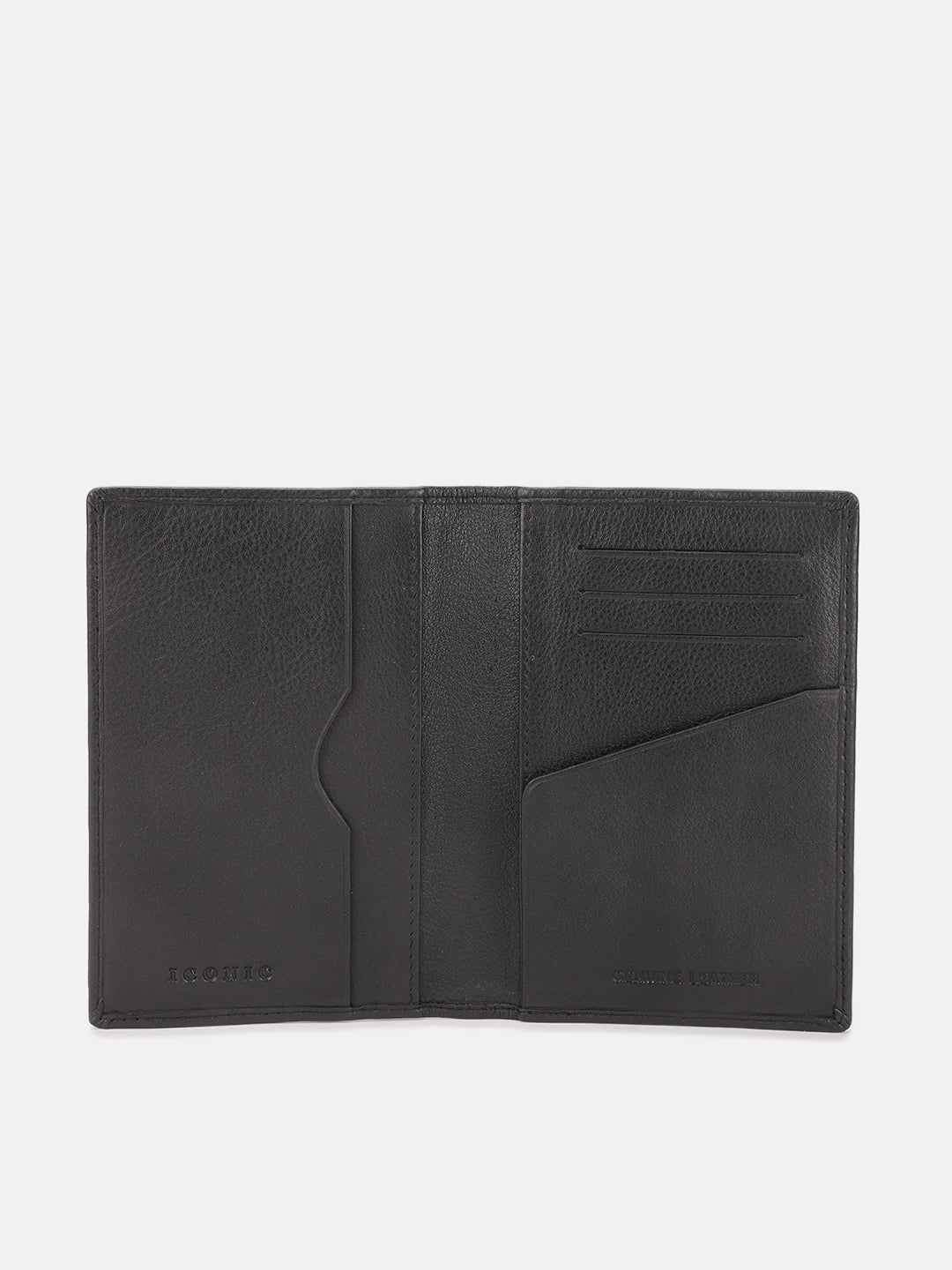 Iconic Men Black Textured Passport Holder