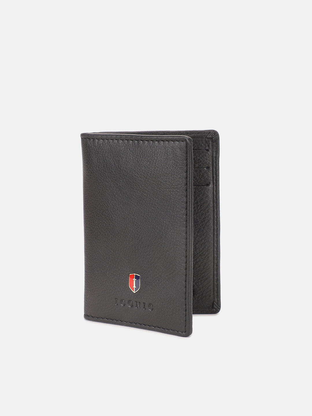 Iconic Men Black Textured Passport Holder