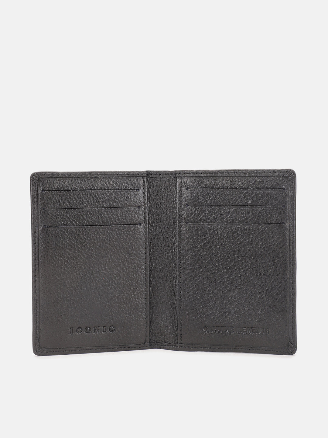 Iconic Men Black Textured Passport Holder