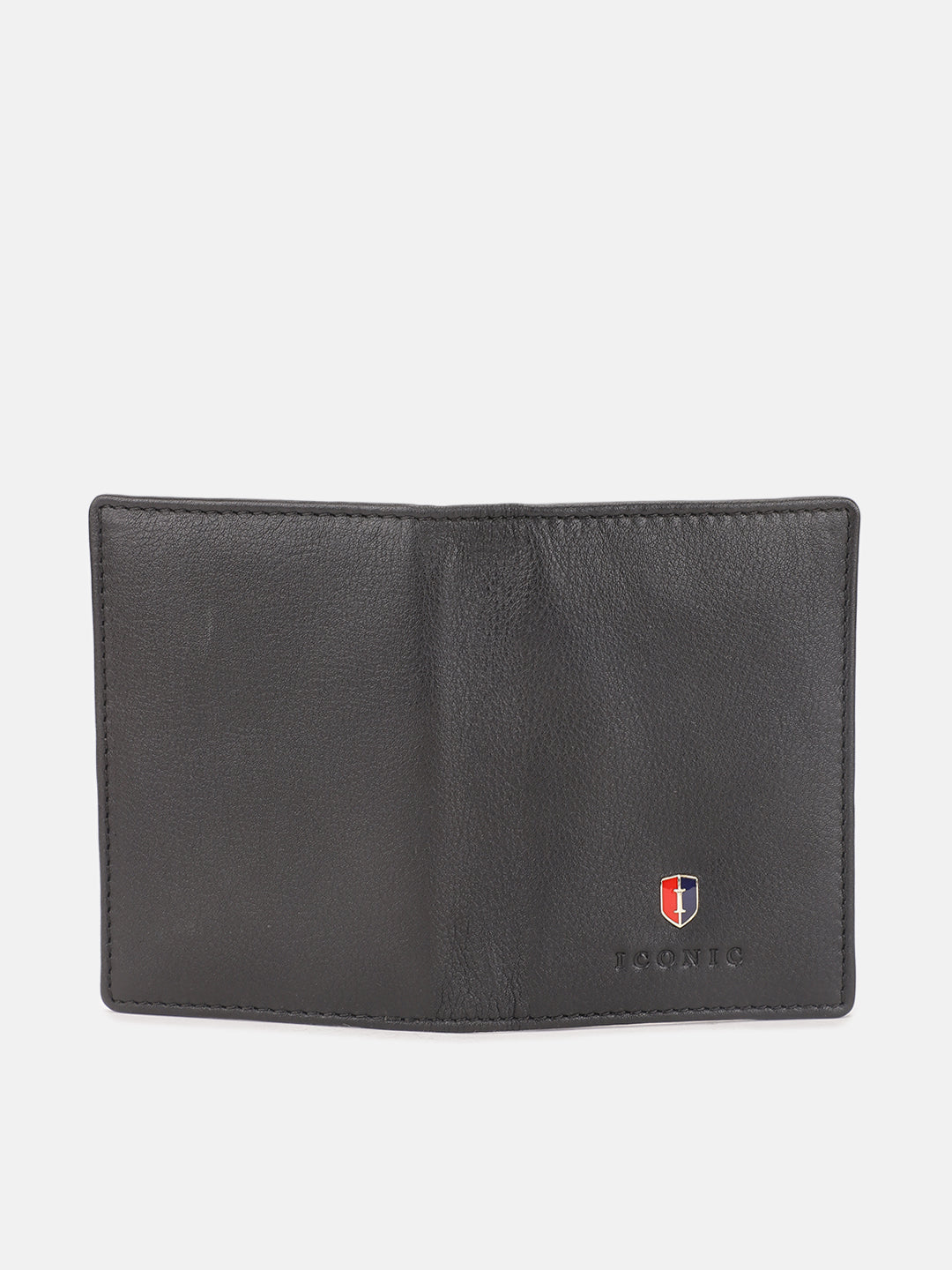 Iconic Men Black Textured Passport Holder