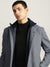 Iconic Men Grey Solid Stand Collar Full Sleeves Coat