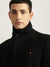 Iconic Men Black Solid Stand Collar Full Sleeves Coat