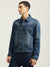 Iconic Men Blue Washed Spread Collar Full Sleeves Denim Jacket