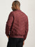 Iconic Men Red Solid Stand Collar Full Sleeves Quilted Jacket