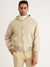 Iconic Men Beige Solid Hooded Full Sleeves Bomber Jacket