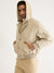 Iconic Men Beige Solid Hooded Full Sleeves Bomber Jacket