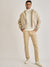 Iconic Men Beige Solid Hooded Full Sleeves Bomber Jacket