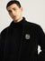 Iconic Men Black Solid Stand Collar Full Sleeves Jacket