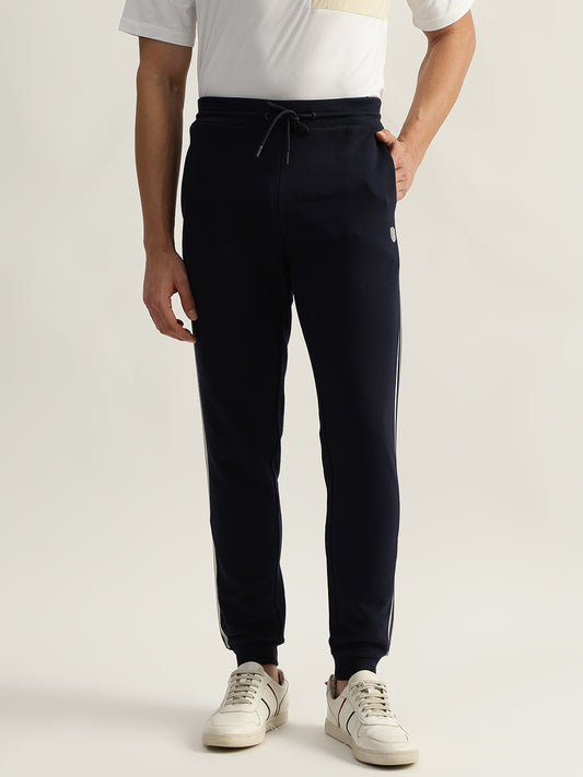 Iconic Men Navy Solid Regular Fit Mid-Rise Joggers Style Track Pant