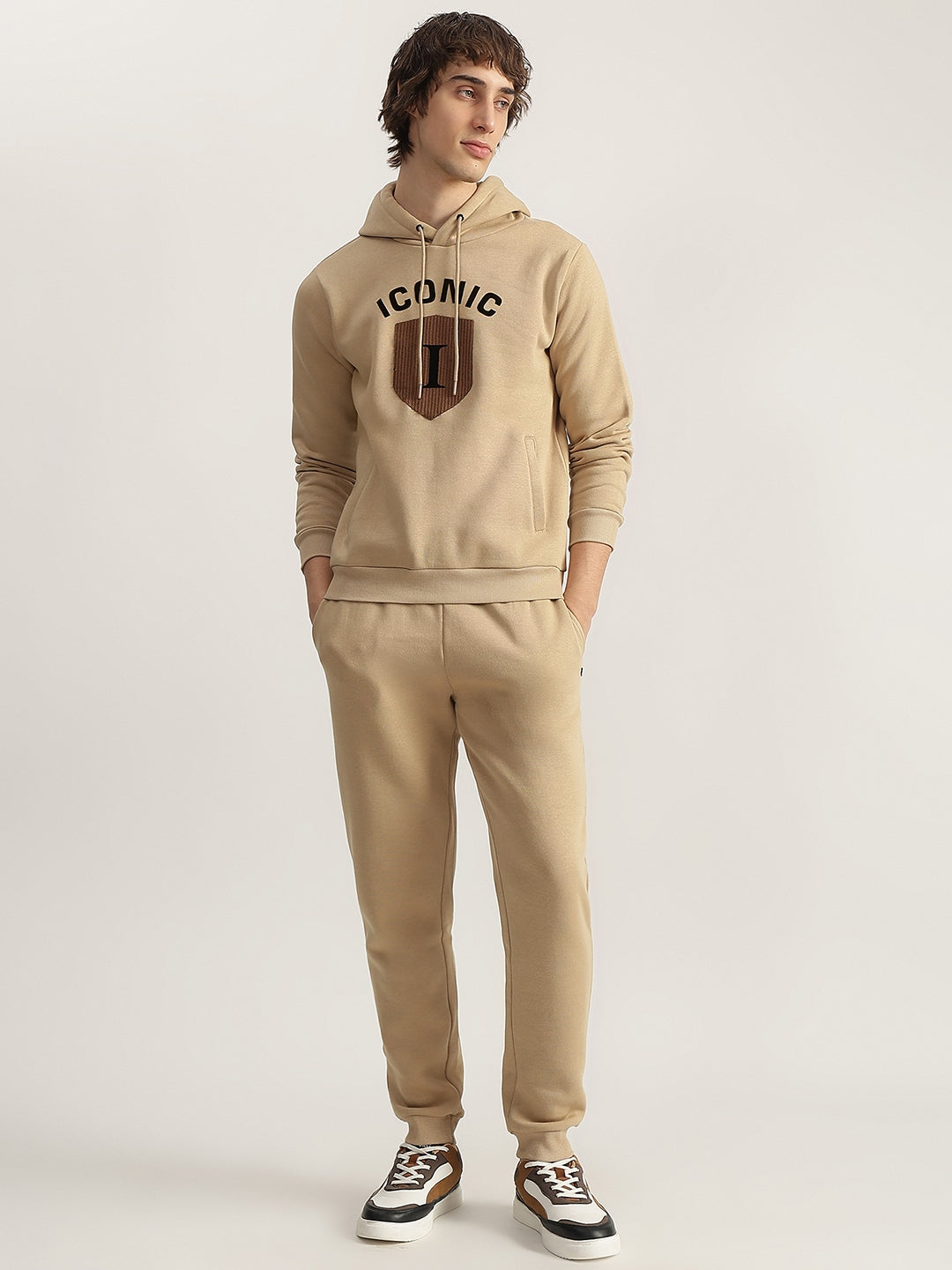 Iconic Men Khaki Solid Regular Fit Joggers