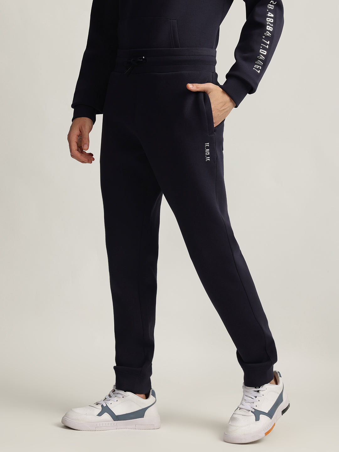 Iconic Men Navy Blue Solid Regular Fit Joggers Style Trackpant