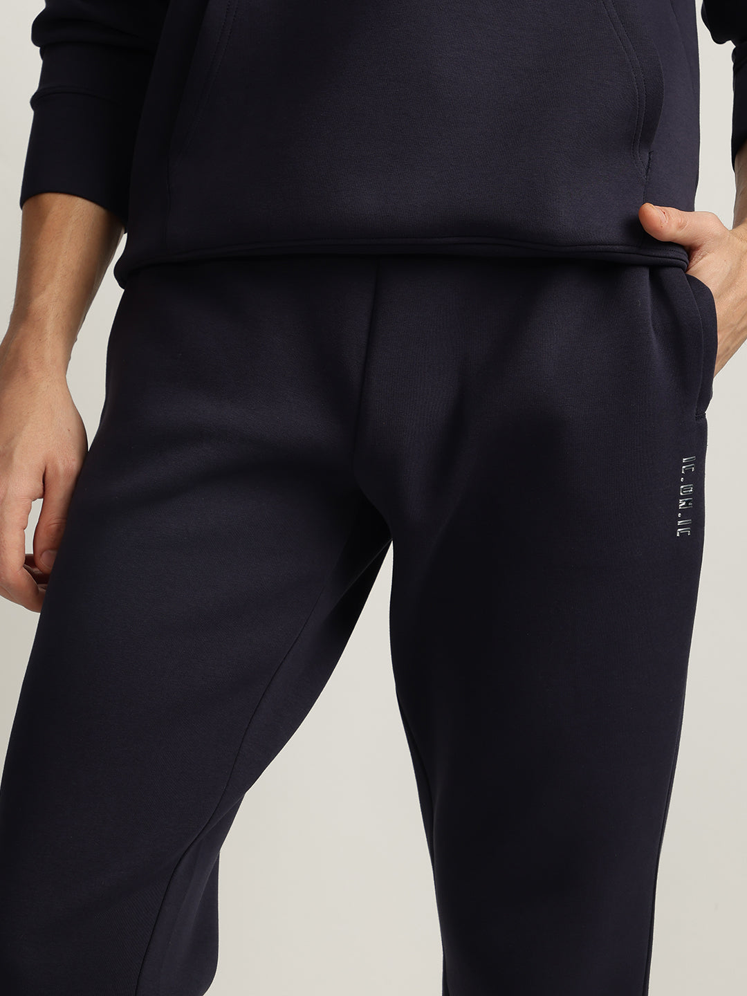 Iconic Men Navy Blue Solid Regular Fit Joggers Style Trackpant