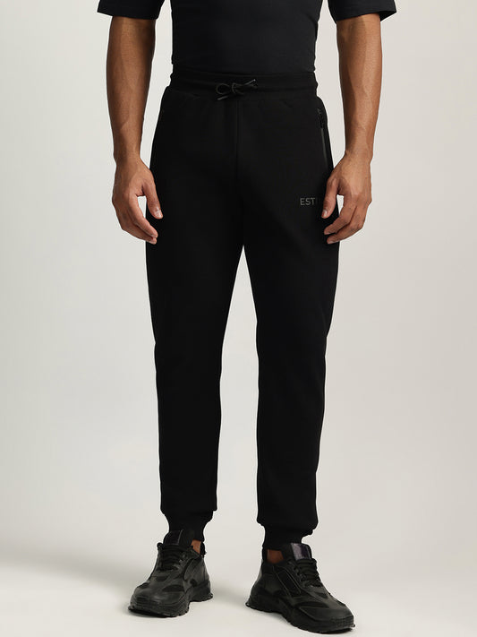 Iconic Men Black Solid Regular Fit Sweatpant