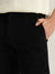 Iconic Men Black Solid Slim Fit Mid-Rise Flat Front Trouser