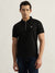 Iconic Men Black Solid Polo Collar Short Sleeves T-Shirt