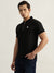 Iconic Men Black Solid Polo Collar Short Sleeves T-Shirt