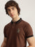 Iconic Men Brown Solid Polo Neck Short Sleeves T-Shirt